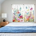 thumbnail image 5 of Flower Plant Kitchen Curtains Spring Watercolor Floral Flower Short Cafe Window Curtains Rustic Colorful Wildflower Plants Short Rod Pocket Window Treatment for Living Room Bathroom Kitchen 26"x36", 5 of 6