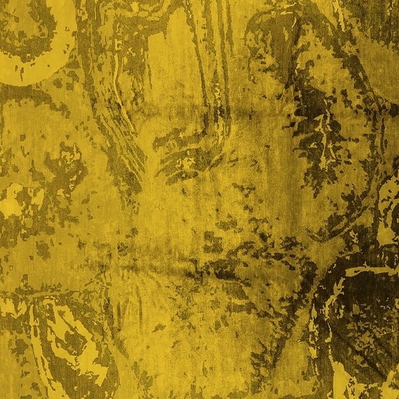 Ahgly Company Indoor Square Oriental Yellow Industrial Area Rugs, 3' Square