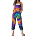 thumbnail image 6 of Plus Size Halloween Boho Overalls for Women Floral Print Linen Jumpsuits 2026 Spaghetti Strap Rompers, 6 of 7