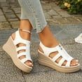 thumbnail image 6 of Wowcloth Women's Straw Woven Platform Sandals – Comfortable One-Strap Slip-On with Wedge Heel for Retro Casual Style, 6 of 9