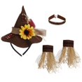 thumbnail image 1 of 4PCS Halloween Scarecrow Accessory Cosplay Scarecrow Hat with Bracelet Necklace, 1 of 10