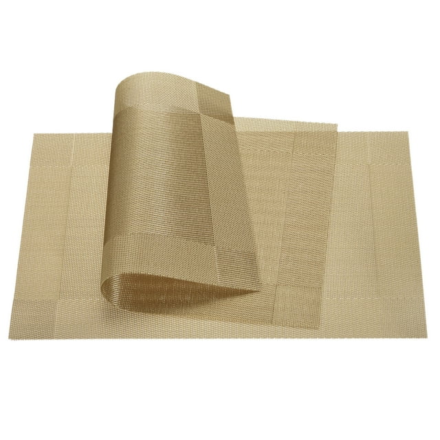 Individuales Manteles 450x300mm 2uds PVC Mesa Lavable Tejido Individual Mantel, Dorado