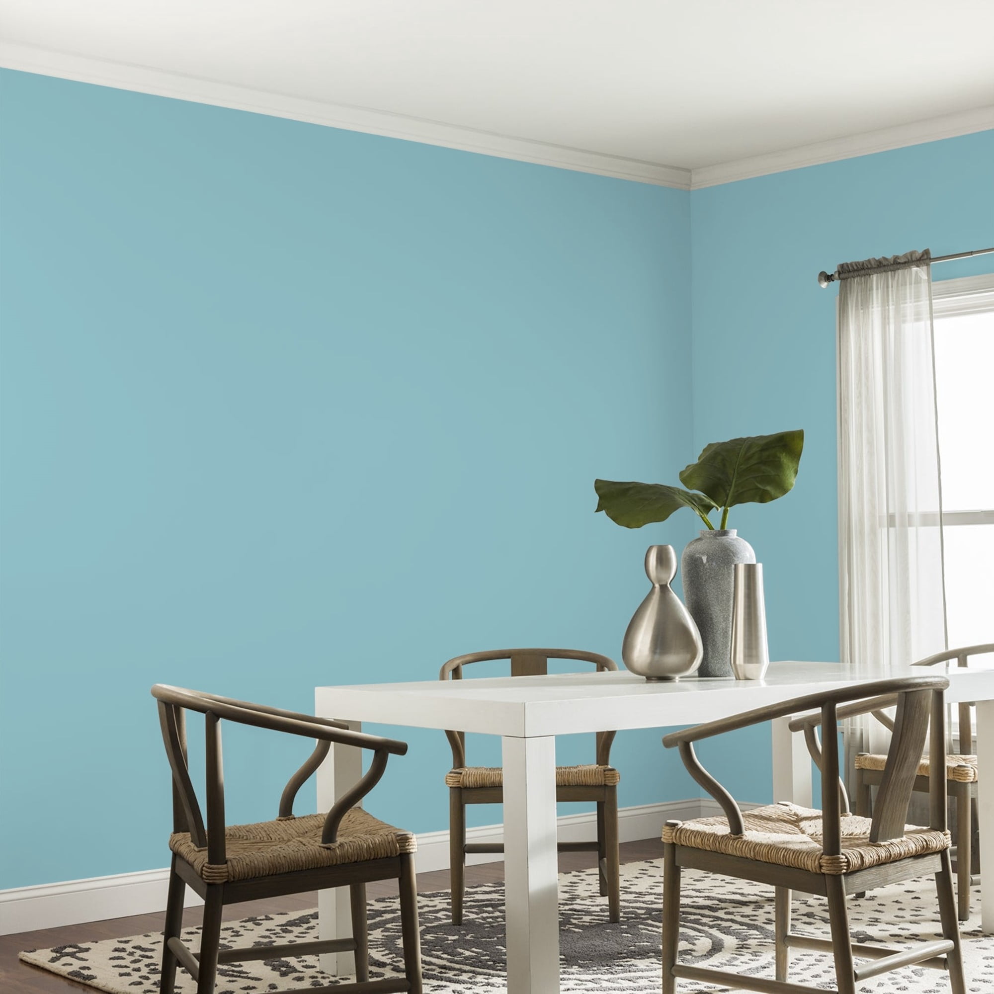 Glidden One Coat Kingston Aqua / Blue Eggshell Interior Paint with Primer, 1 Quart