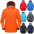 thumbnail image 1 of Sentmoon Ski Jacket Solid Color Long Sleeve Hooded Neck Winter Coat Oversized Keep Warm Zipper Windbreaker Waterproof Fall Clothes Stylish for Walking and Daily Gray XXXL, 1 of 8