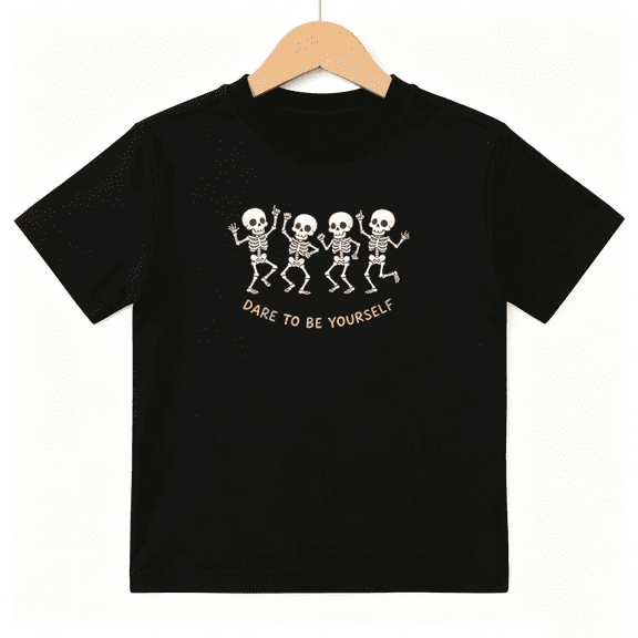 Dancing Skeleton Crew Boys Graphic Tees Halloween Kids T-Shirt 100% Cotton Short Sleeve Tops Ages 4-13Y