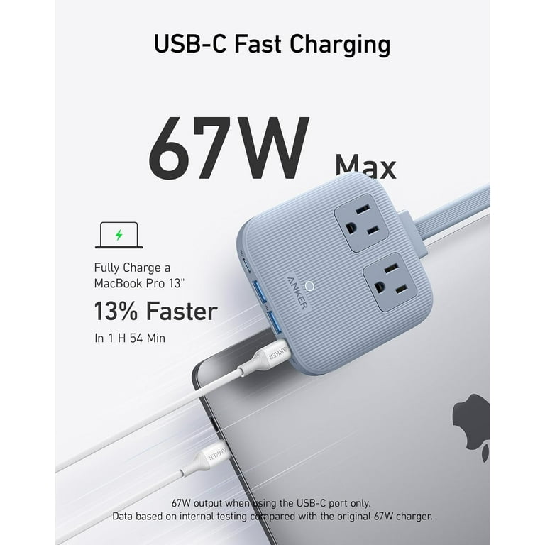 Anker Nano 6-in-1 USB C Charger, 67W Power Strip with 2 AC Anker Nano 6-in-1 USB C Charger, 67W Power Strip with 2 AC