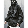 thumbnail image 3 of Niepce Inc Japanese Streetwear Black Men's Cargo Windbreaker Jacket, 3 of 8