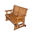 thumbnail image 6 of Fortune candy Wood Patio Glider with High Roll Back and Deep Contoured Seat, for Outdoor, Garden, Yard, Lawn, 2-Seaters, Brown, 6 of 9