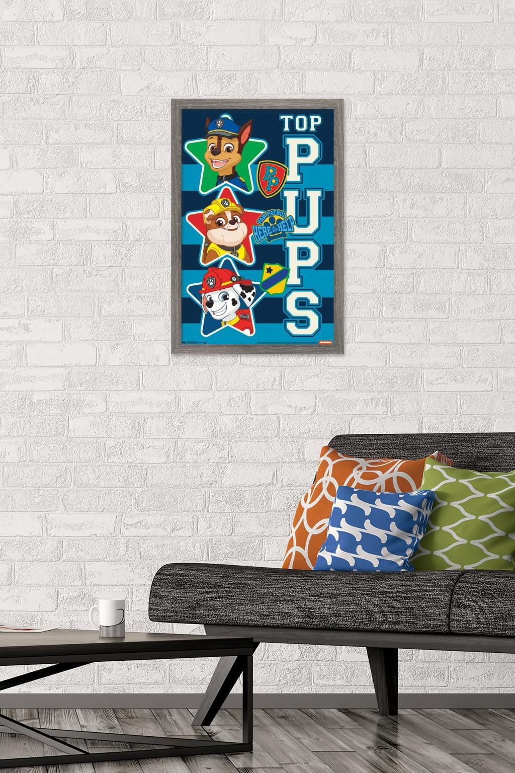Nickelodeon Paw Patrol - Top Pups Wall Poster, 14.725" x 22.375", Framed