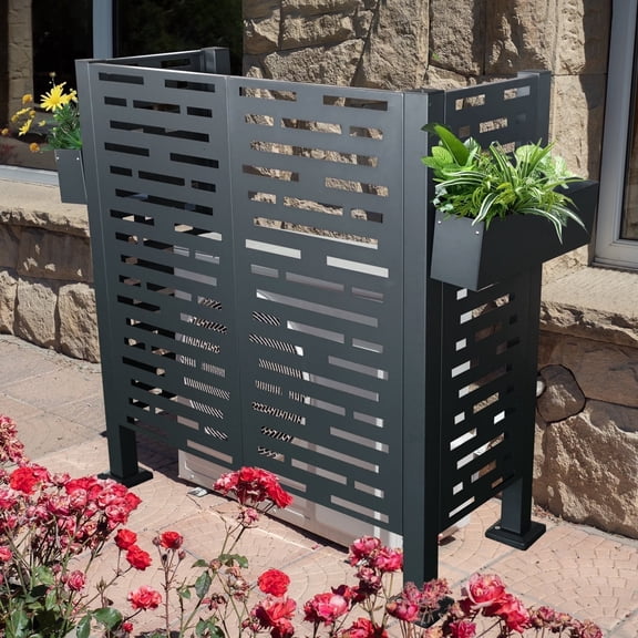 CarButler 4x2ft Outdoor Air Conditioner Fence Privacy Screen Panels,4 ft Height,Metal Privacy Fence Cover