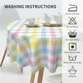thumbnail image 5 of Spring Easter Tablecloth Round 60 Inch,Blue Pink Yellow Plaid Table Cloth Waterproof Washable Polyester Multicolor Check Table Cover for Kitchen Dining Table Picnic Easter Party Decoration, 5 of 6