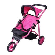 Angle View: Precious Toys Jogger Hot Pink Baby Doll Stroller, Black Foam Handles and Hot Pink Frame - 0129A