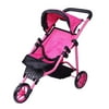 Precious Toys Jogger Hot Pink Doll Stroller, Black Foam Handles and Hot Pink Frame - 0129A