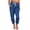 Blue, variant on Fesfesfes Women Pant Fashion Solid Color Comfortable Leisure Pocket Nine-Point Pants On Sale