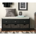 thumbnail image 3 of Dtwnek Wood Storage Bench with 3 Drawers and 3 Baskets, Black, 3 of 7