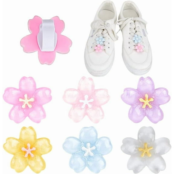 6 Colors 12Pcs Bling Flower Shoe Charms Colorful Shoe Charms Flower Shape Shoelaces Clips Decorations Sparkling Shoe Accessories