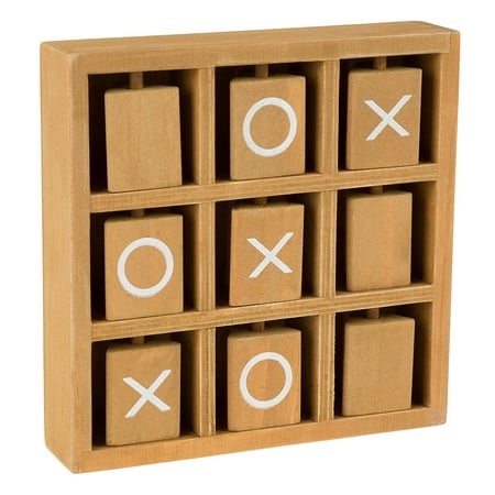 Tic-Tac-Toe Small Wooden Travel Game with Fixed, Spinning Pieces - Traveling Board Game for Adults, Kids, Boys and Girls by Hey! Play!, PERFECT.., By Hey Play From
