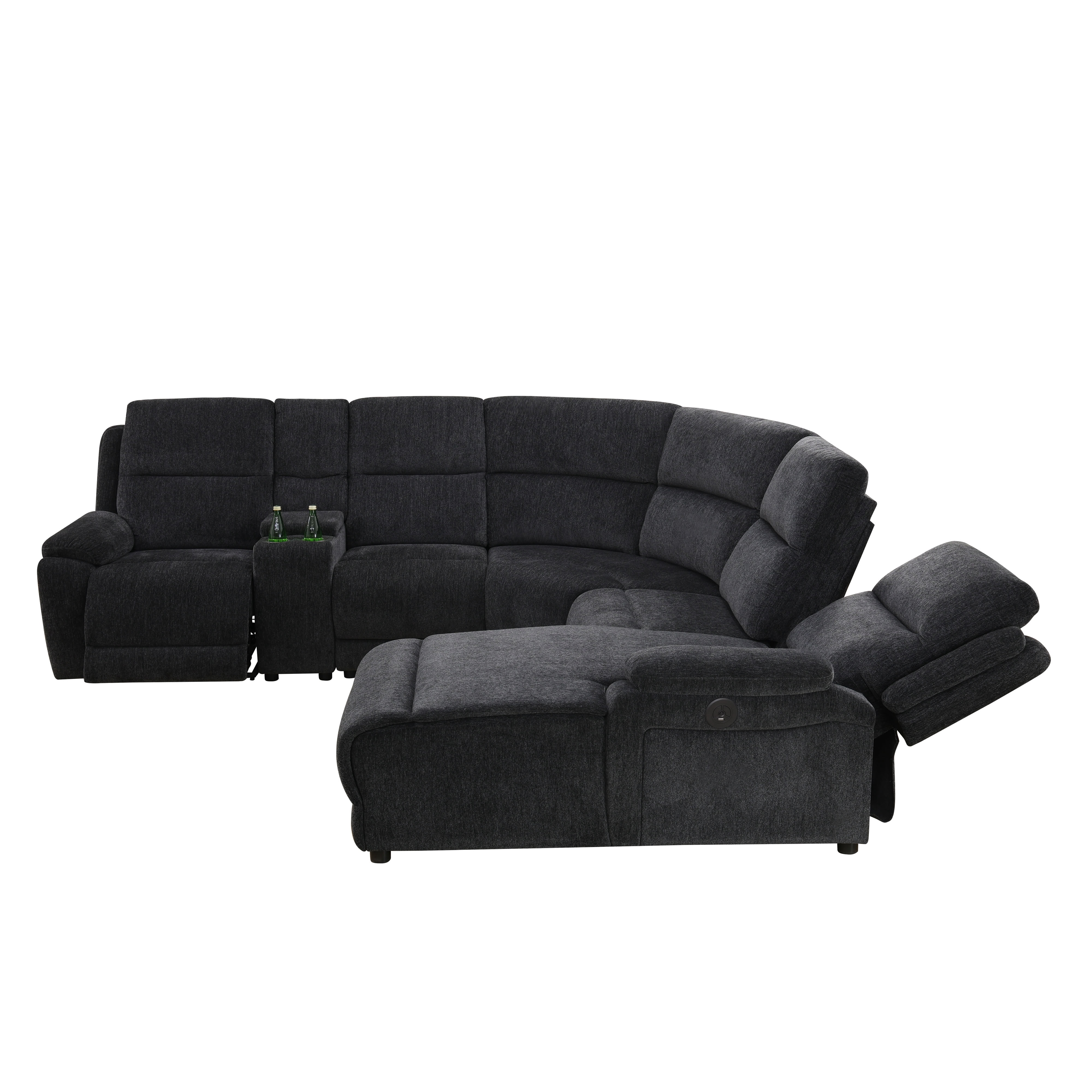 MAYEERTY Power Reclining Modular L-Shaped Sectional Sofa with USB & Storage, Plush Fabric for Living Room