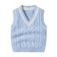 thumbnail image 1 of [BRAND CLEARANCE!!!] 6M-3Y Autumn Winter Baby Knit Sweater Vest,for Kids Boys Pullover V-Neck Sweater Toddler Girl Casual Outerwear (Light blue), 1 of 6