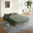 thumbnail image 4 of BUIORD 75" Convertible Loveseat Sofa, 2-in-1 Foldable Sleeper Sofa Bed with Multi Functional Blanket, Corduroy Floor Sofa for Living Room Bedroom, Green, 4 of 9