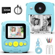 MARVUE Instant Print Camera, Digital Video Cameras for Toddler Girls Age 6-12, Blue