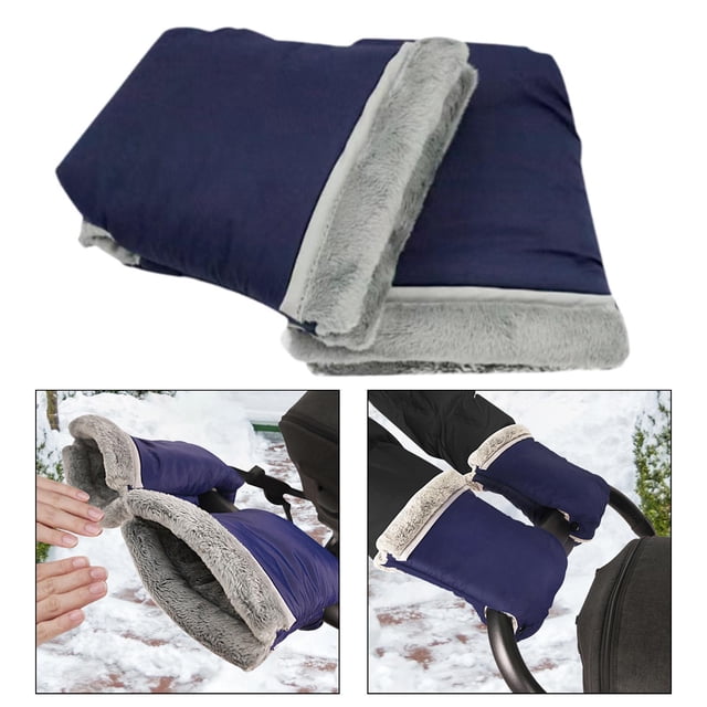 2 uds. Guantes para carrito de bebé, guantes para cochecito de bebé, guantes para carrito de invierno a prueba de lluvia con botones a presión para azul