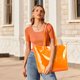 thumbnail image 3 of Bolsa Tote KALIDI de PVC con Cremallera y Papel Kraft para Playa Naranja, 3 of 7