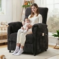 thumbnail image 2 of Power Recliner Chair, Holaki Electric Power Recliner with Side Pocket and Remote, Modern Chenille Fabric Recliner Chairs for Adults, Small Recliner for Small Space Nursery Living Room, Black, 2 of 9