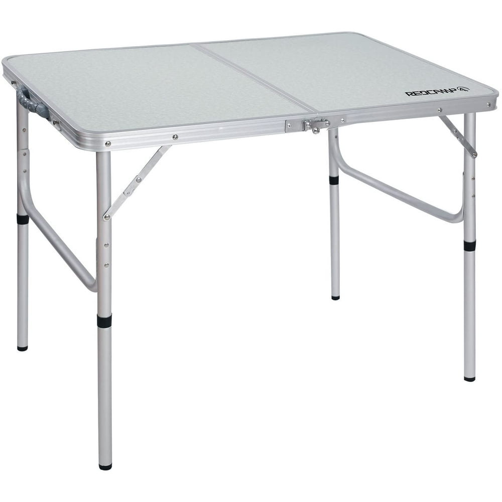REDCAMP Aluminum Folding Table 3 Foot, Adjustable Height Lightweight