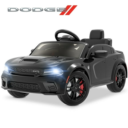 Condition photo showing Good Condition for iyofe dodge electric ride on cars for kids 12v licensed dodge charger srt hellcat powered ride on toy with parent remote control electric car for boy 3-5 w/music player/led light/safety belt black