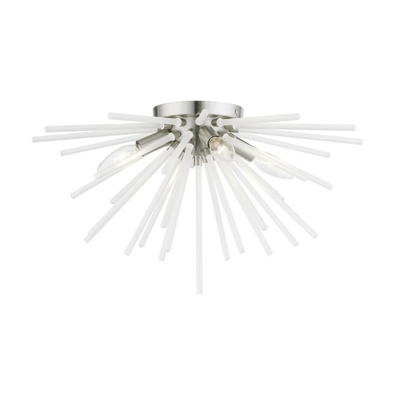 48820-91 Livex Lighting Uptown - 4 Light Flush Mount In Sparkling Style-11 Inches Tall and 20 Inches Wide-Brushed Nickel Finish