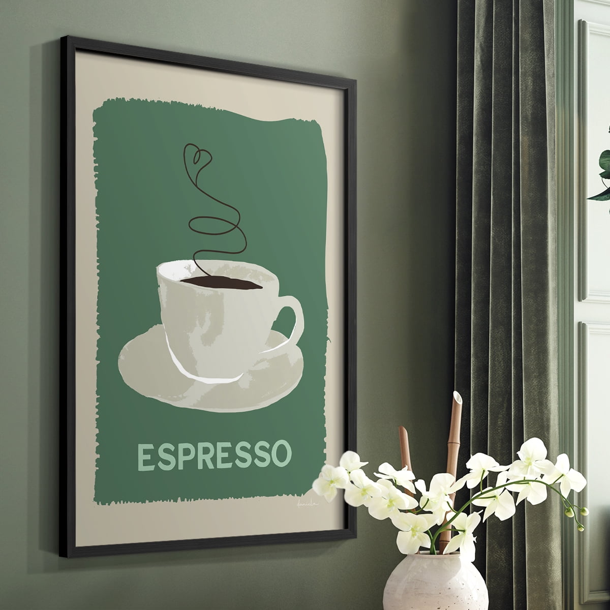 Modern Coffee IV in Black Solid Wood 11 x 14 Framed Print
