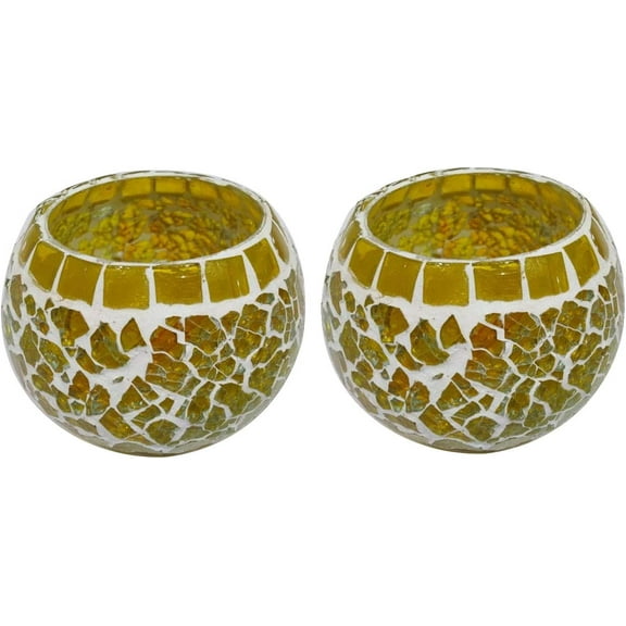 India Meets India Handicraft Ceramic Tea Light Holder Set of 2, Mosaic Candle Holder Home décor, Best Gifting Made by Awarded Indian Artisan