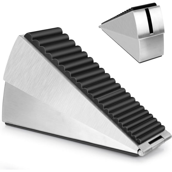 Door Stopper-Heavy Duty Door Stoppers Wedge Tall Door Stop for Bottom of Door Security Rubber,Extra Tall 3-inch Adjustable Door Stop Wedge, Spring Loaded Door Holder for All Heavy Doors(Silver)