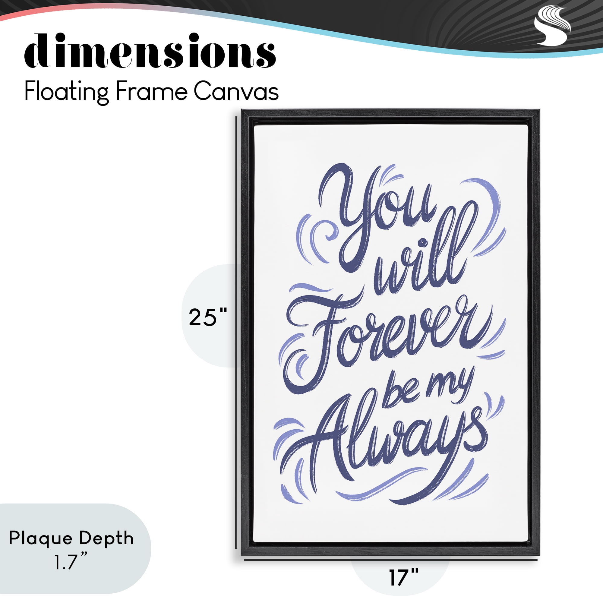 Stupell Industries Forever Be My Always Black Framed Floater Canvas Wall Art, design by Martina Pavlova