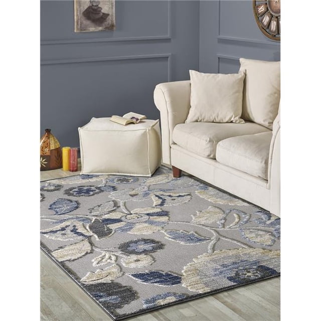 L Baiet DR642B46 4 x 6 ft. Nadia Floral Rug, Blue