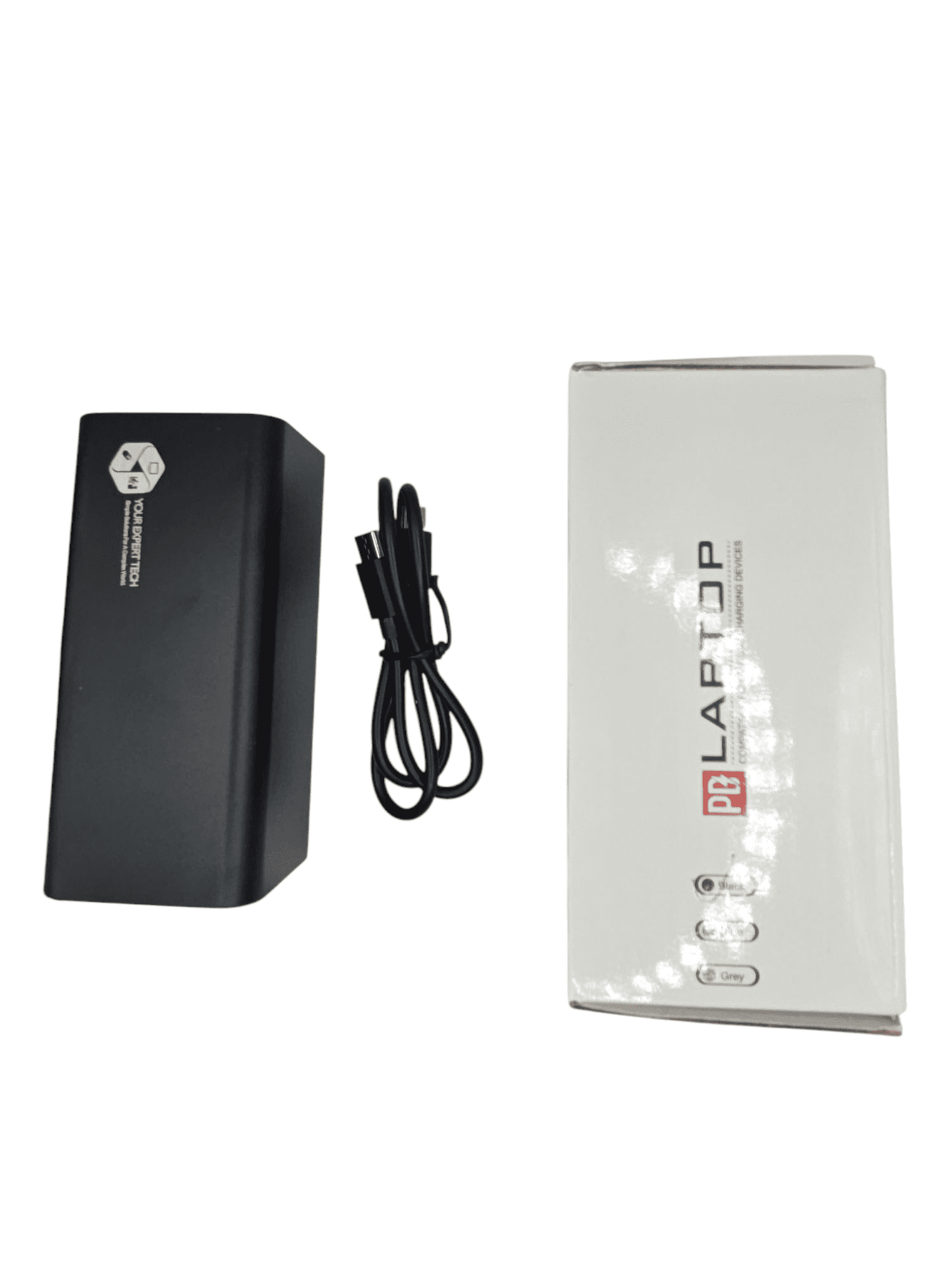 65W Fast Charging 20000mAh Portable Power Bank – Black, LED Display, Waterproof, Built-in Cable