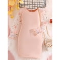 thumbnail image 3 of Gupgi Robe Décontractée Côtelée pour Petites Filles 4-7T Robe à Manches Longues en Maille Fleurie pour Tout-Petits Col Ras du Cou Robe Patchwork, 3 of 5
