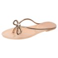thumbnail image 1 of Bmisegm Women Sandals Fashionable New Pattern Solid Color Transparent Bow Decoration Flip Flop Summer Beach Flip Flop Sandals Women Summer Gold 7, 1 of 9