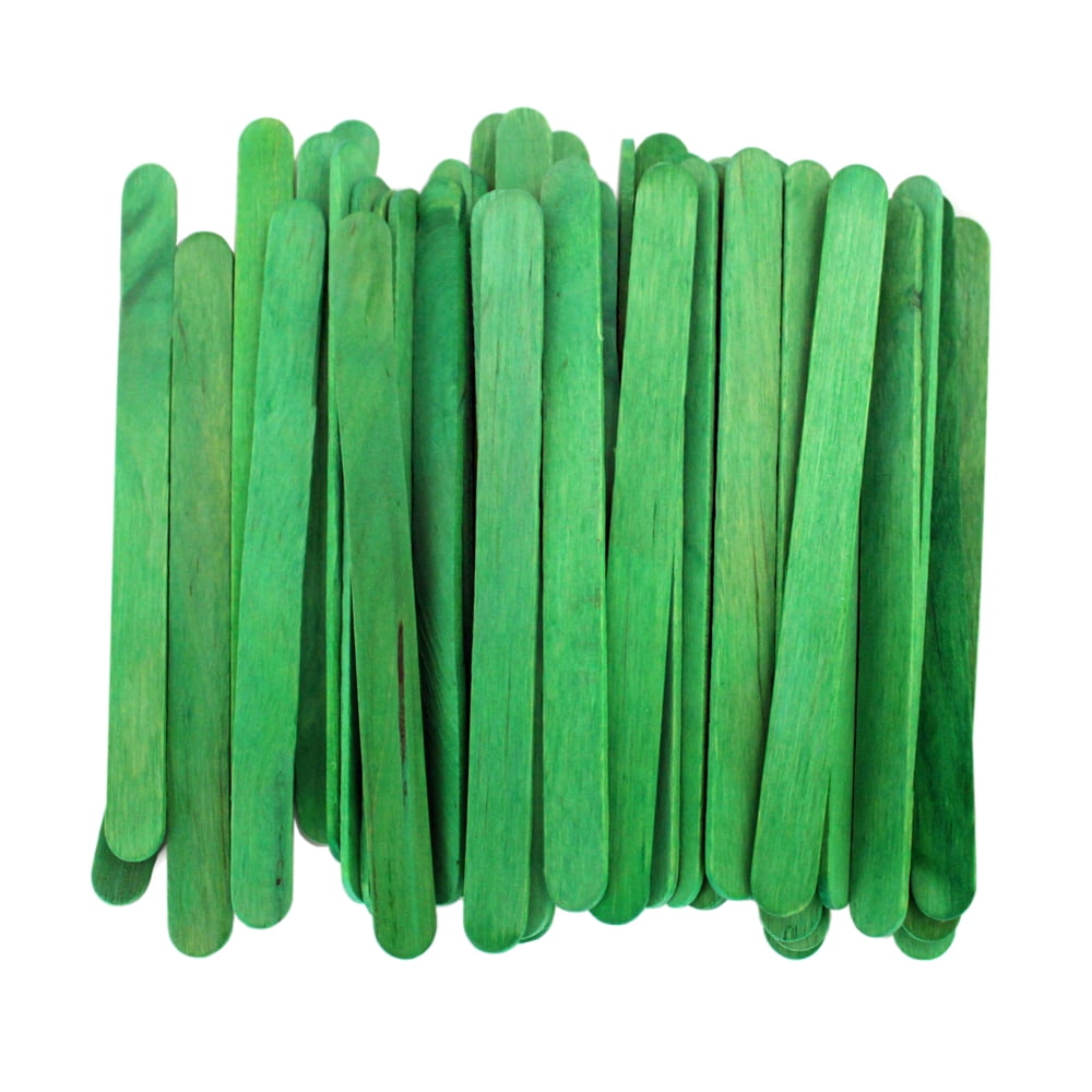 CraftySticks- 100 Pack 4.5 Inch Green Popsicle Sticks for Crafts, Colored Wooden Craft Sticks for Kids Crafts, STEM Basics and DIY