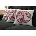 thumbnail image 2 of Ambesonne Tree Throw Pillow Cover 4 Pack, Traditional Oak Silhouette, 20", Ruby and White, 2 of 6