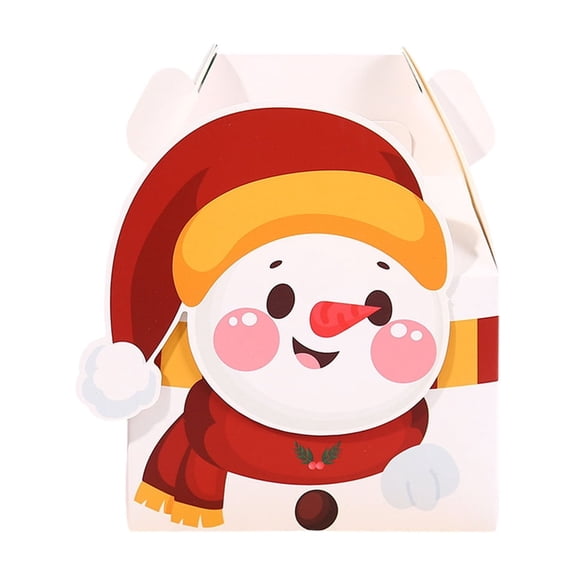 Christmas Cute Candy Boxes Sturdy Cardboard Cookie Boxes For Parties Gift Wrapping And Party Favors, 6X4.5X4 Inch 3D Snowman Design, Easy Assemble Pre-Cut Fold Lines Paper Gift