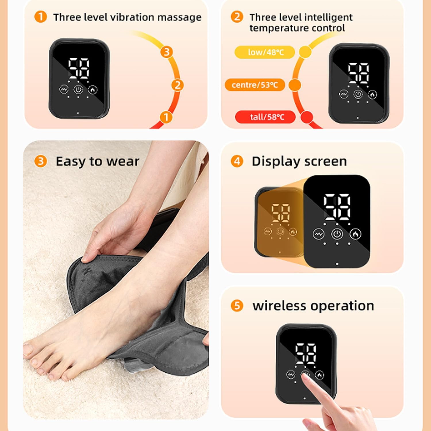 Naxir Foot Revive Massager - Portable Triple Method Ankle Wrap with Heat, 3 Vibration Modes, Lightweight Foot Pain Relief for Home, Office & Travel