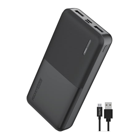 Pocket Juice Slim Pro 20,000mAh, Portable Power Bank and Charger with Dual USB Ports, Black