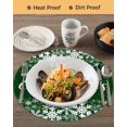 thumbnail image 3 of 15 Inch Round Placemats Set of 4, Merry Christmas Non Slip Heat Insulation PP Table Mats, Winter Snowflake Xmas Aesthetic Green Washable Place Mats for Kitchen Dining Party Table Decor, 3 of 7