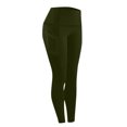 thumbnail image 3 of Kinrui High Waist Yoga Pants with Pockets, Leggings for Women Tummy Control Workout Leggings for Women 4 Way Stretch Army Green,S, 3 of 7