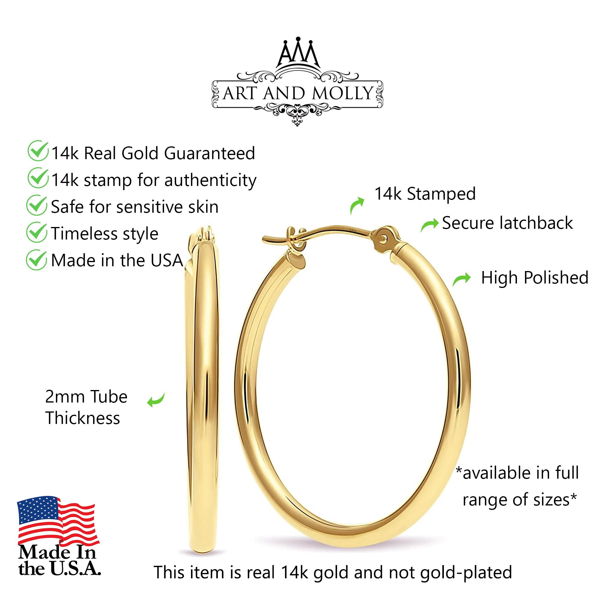 14k Yellow Gold Hoop Earrings, Timeless Style for Women Perfect for Daily Wear and Special Occasions