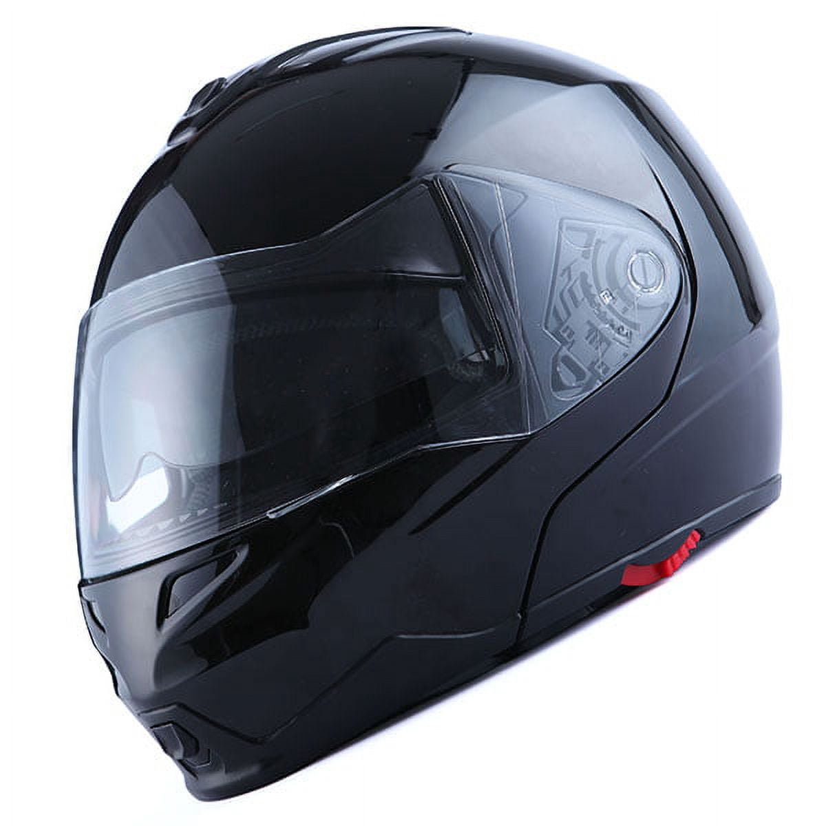 1Storm Motorcycle Street Bike Modular/Flip up Dual Visor/Sun Shield Full Face Helmet HG339 Glossy Black