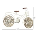 thumbnail image 3 of 19" x 12" White Metal Bike Sculpture with Carved Wood Wheels, by DecMode, 3 of 9