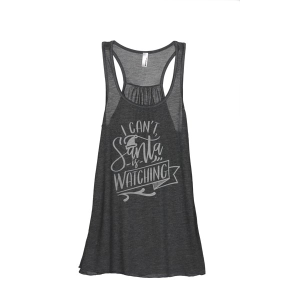 Santa Is Watching Women's Fashion Sleeveless Flowy Racerback Workout Yoga Tank Top Charcoal Grey Large